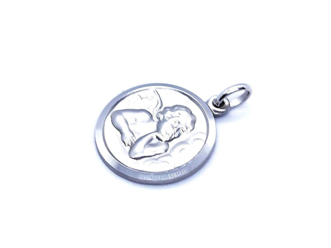 Pendentif Pendentif médaille ange en or blanc 18 carats 58 Facettes 947739CD