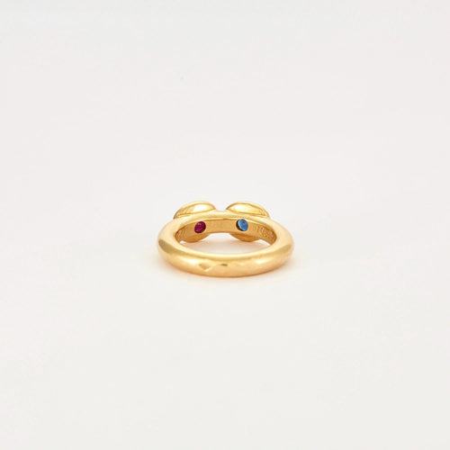 Bague 48 CHAUMET - Bague or jaune Vintage Saphir et Rubis 58 Facettes DV0498-1