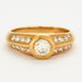 Ring 51 Yellow gold ring with central diamond supported by diamonds 58 Facettes DV0497-7
