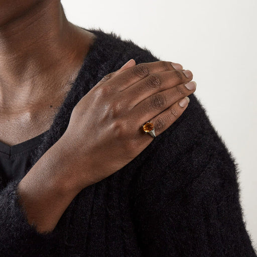 Bague 51 Bague en or gris et citrine 58 Facettes DV0080-4