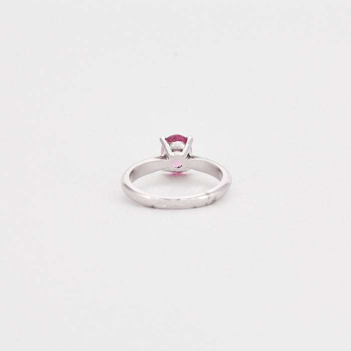 Bague 53 Bague or blanc et Saphir Rose 58 Facettes DV0538-2