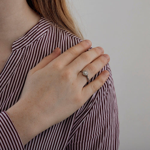 Bague 53 Bague solitaire en or gris Diamant 58 Facettes DV0541-5