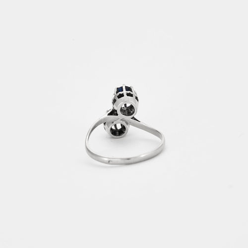 Bague 55 Bague "Toi et Moi" en or gris saphir et diamant 58 Facettes DV0541-6