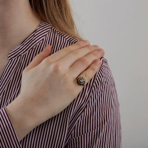 Bague Bague ancienne or jaune et diamants 58 Facettes DV0541-7