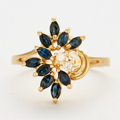 Bague 54 Bague or jaune saphirs et diamants 58 Facettes DV0569-9