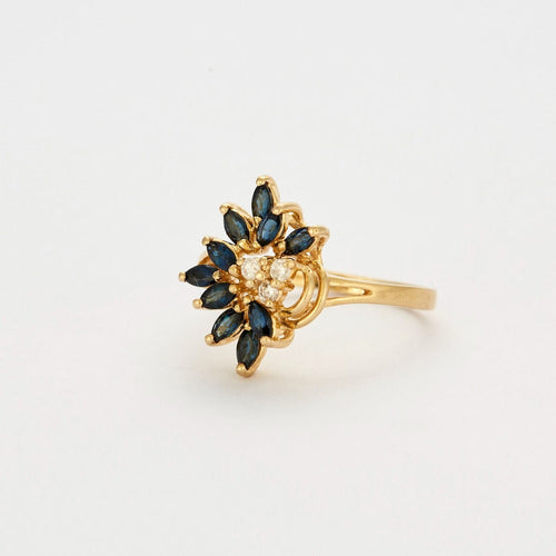 Bague 54 Bague or jaune saphirs et diamants 58 Facettes DV0569-9