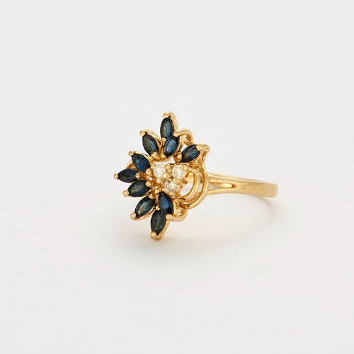 Bague or jaune saphirs et diamants