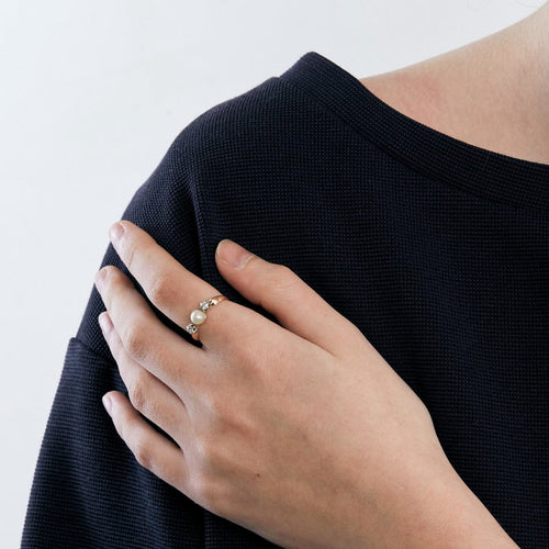 Bague 52 Bague or rose, perle et diamants 58 Facettes DV0569-19