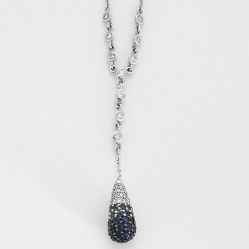 Collier Collier en or gris diamants et saphirs 58 Facettes DV0560-2