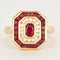 Bague 57 Bague en or jaune, diamants et rubis 58 Facettes DV0577-1
