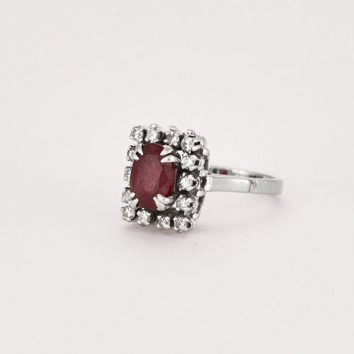 Bague Bague en platine, or gris et rubis, diamants 58 Facettes DV2027-1