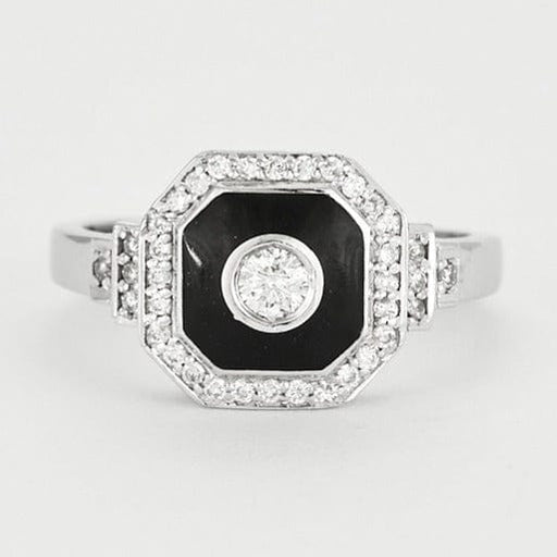 50 MAUBOUSSIN ring - Palazzo Portofino- White gold ring, diamonds and black lacquer 58 Facettes DV2415-2