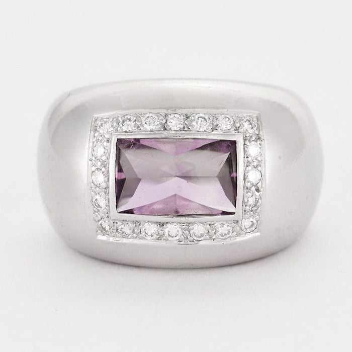 Bague 53 Poiray - Bague Thessalie or blanc, diamants et améthyste 58 Facettes DV1747-9