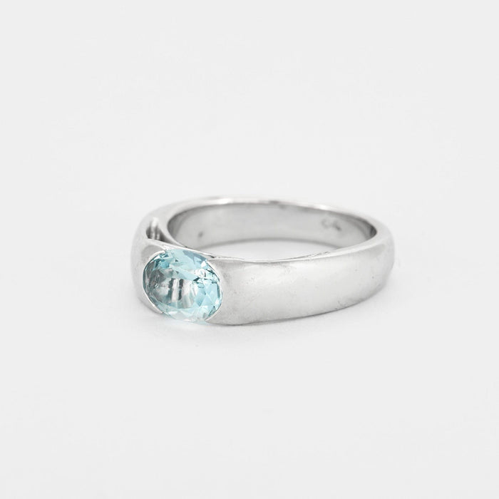 Bague 54 Poiray - bague jonc en or gris et aigue-marine 58 Facettes DV0487-3