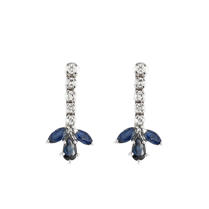 Boucles d'oreilles Boucles d'oreilles or gris, saphirs et diamants 58 Facettes DV0597-3