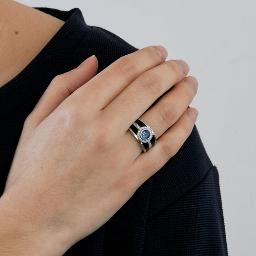 Bague 53 Mauboussin - Bague Bonbon Bleu - Or gris, saphir et laque 58 Facettes DV2508-2-53-2