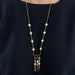 Long necklace with pearls, diamonds and colored gemstones 58 Facettes DV0607-1