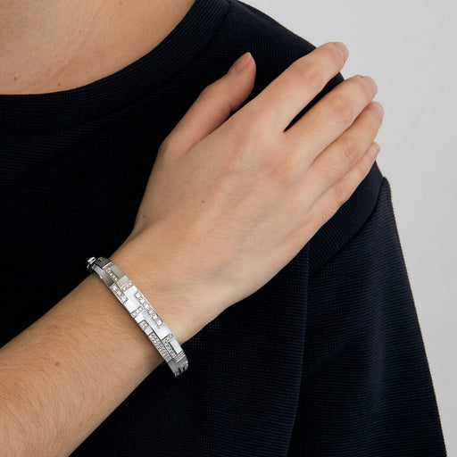 Bracelet 17 MAUBOUSSIN - Belle de jour - Cuff bracelet set with diamonds and mother-of-pearl 58 Facettes DV0610-1