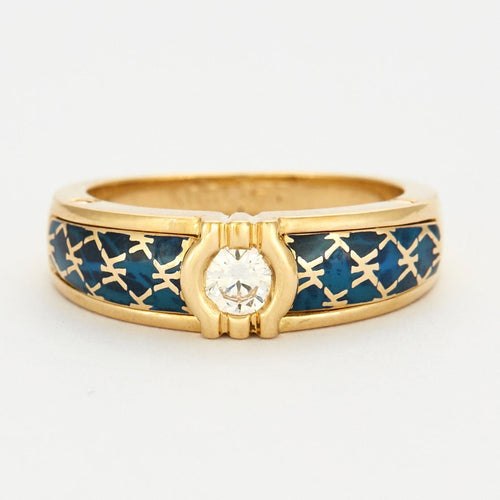 Bague 51 Korloff - Bague en or jaune, émail et diamant. 58 Facettes DV0606-1