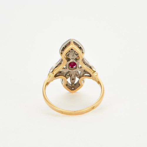 Bague 53 Bague marquise - Rubis et diamants 58 Facettes DV0608-7