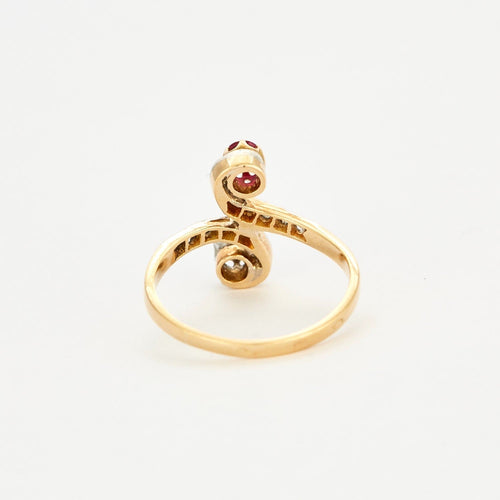 Bague 52.5 Bague - "Toi & Moi" rubis de synthèse et diamants 58 Facettes DV0608-8