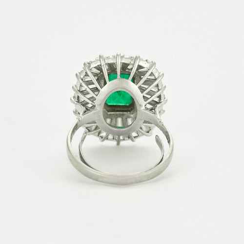 Bague 55 Bague en or blanc avec émeraude et diamants 58 Facettes DV0602-4