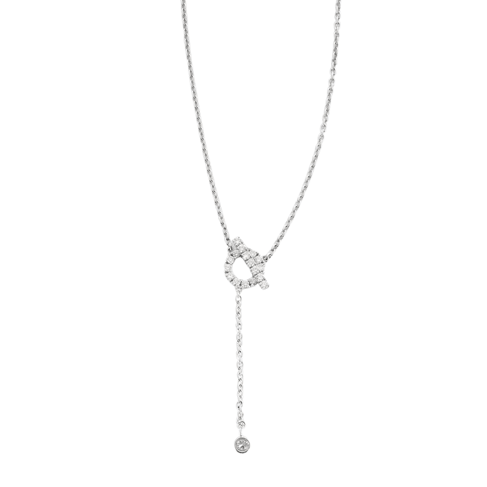 Collier Hermès - Collier Finesse Pendant - or gris et diamants 58 Facettes DV2795-14