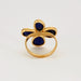 Claire de Divonne ring - “Fleur” ring in yellow gold and lapis lazuli. 58 Facettes DV3020-7