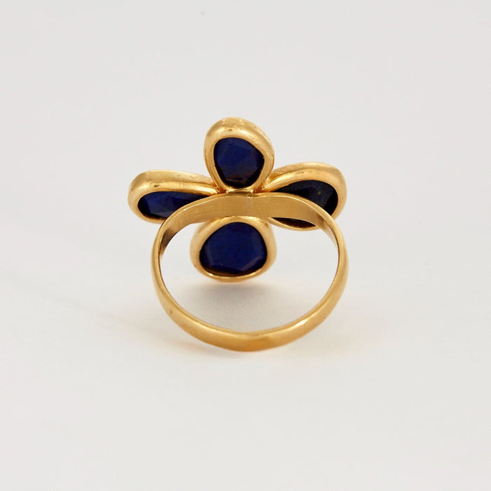 Bague 51 Claire de Divonne - Bague "Fleur" en or jaune et lapis lazuli. 58 Facettes DV3020-7-51-2