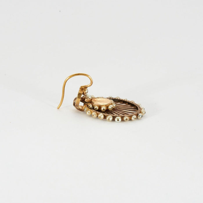 Boucles d'oreilles Paire de pendants d'oreilles Palmettes en or jaune et perles 58 Facettes DV617-2