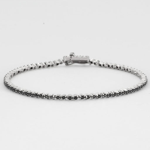 Bracelet Bracelet ligne en or gris et diamants noirs facettés 58 Facettes DV3020- 4