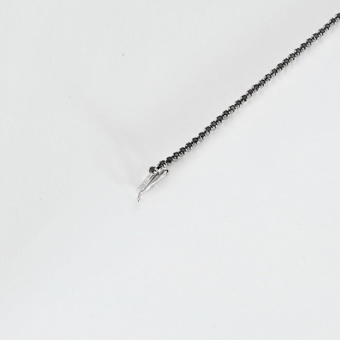 Bracelet Bracelet ligne en or gris et diamants noirs facettés 58 Facettes DV3020- 4