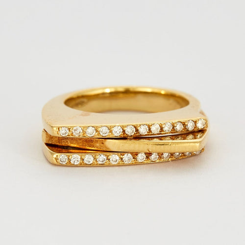 Bague 52 Bague moderniste en or jaune et diamants 58 Facettes DV0090-3