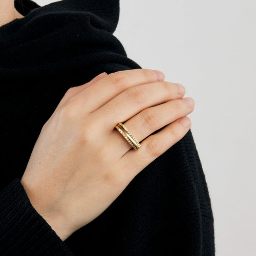 Bague 52 Bague moderniste en or jaune et diamants 58 Facettes DV0090-3