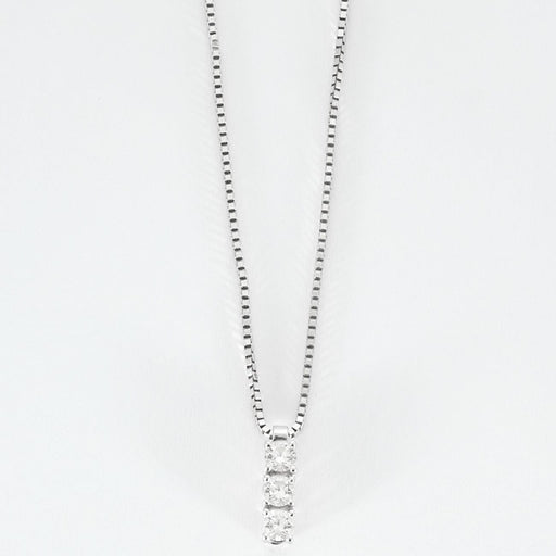 Collier Chaîne et pendentif en or gris, trois diamants. 58 Facettes DV0617-1