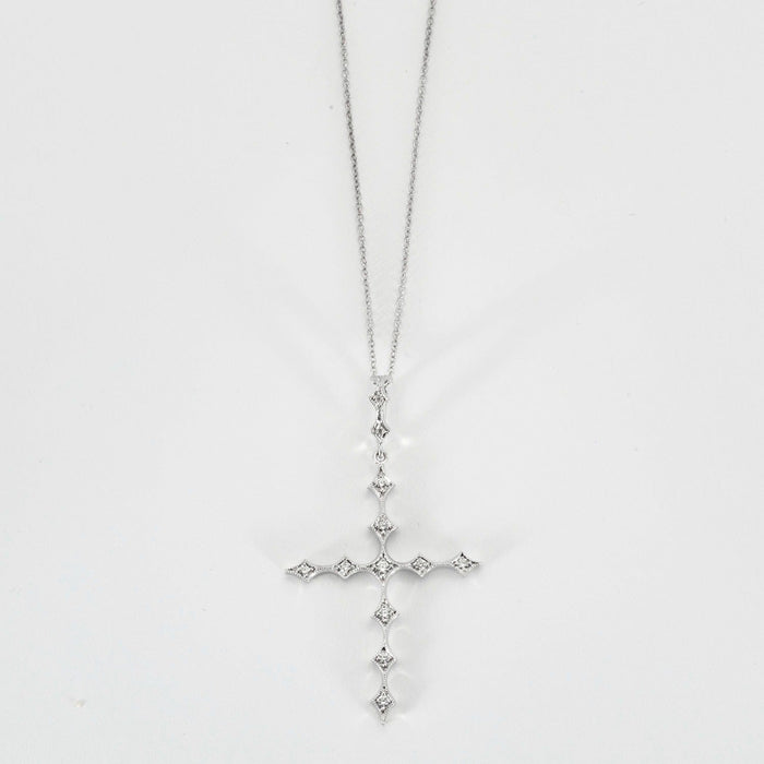 Collier Collier platine et pendentif croix orné diamants 58 Facettes DV0624-16