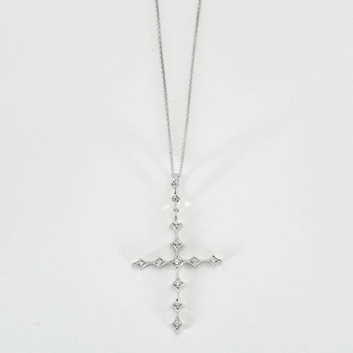Collier Collier platine et pendentif croix orné diamants 58 Facettes DV0624-16