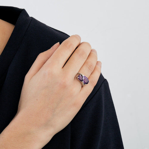 Bague Bague Toi et Moi en or gris et améthystes 58 Facettes DV0624-22