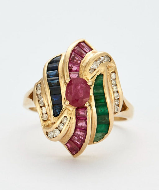 Ring 53 Ring in yellow gold, rubies, sapphires, emeralds and diamonds 58 Facettes DV0609-3