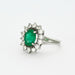 Ring 46 White gold, emerald and diamond daisy ring 58 Facettes DV0629-2