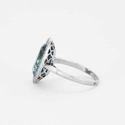 Bague 49 Bague en or blanc pierre de synthèse et diamants taillés en rose 58 Facettes DV0631-1