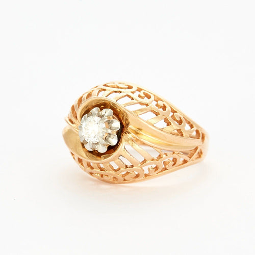 Bague 55 Bague platine, or jaune et diamants. 58 Facettes DV0633-1