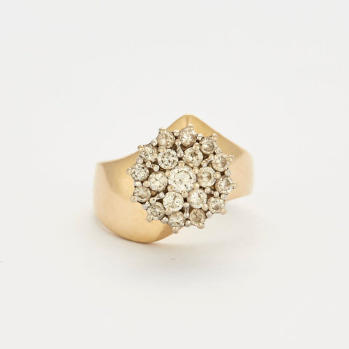 Bague 54 Bague fleur diamants sertis sur or jaune 14 carats 58 Facettes DV2289-4