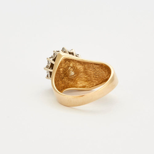 Bague 54 Bague fleur diamants sertis sur or jaune 14 carats 58 Facettes DV2289-4