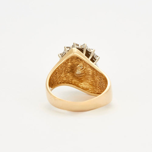 Bague 54 Bague fleur diamants sertis sur or jaune 14 carats 58 Facettes DV2289-4