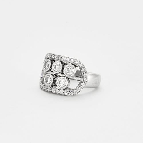 Bague 46 Bague en or gris et diamants mouvementés 58 Facettes DV3358-4