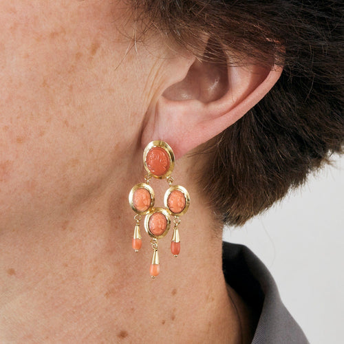 Boucles d'oreilles Boucles d'oreilles girandole or jaune et corail 58 Facettes DV0640-4