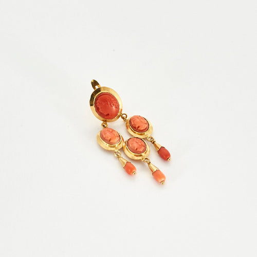 Boucles d'oreilles Boucles d'oreilles girandole or jaune et corail 58 Facettes DV0640-4