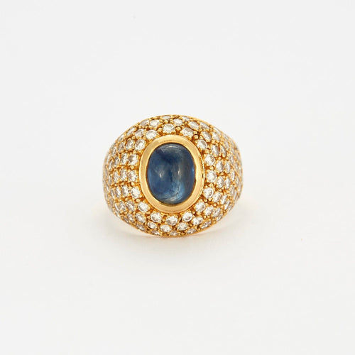 Bague 48 Bague en or jaune saphir et diamants 58 Facettes DV0663-3