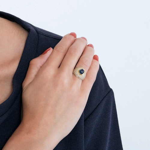 Bague 48 Bague en or jaune saphir et diamants 58 Facettes DV0663-3